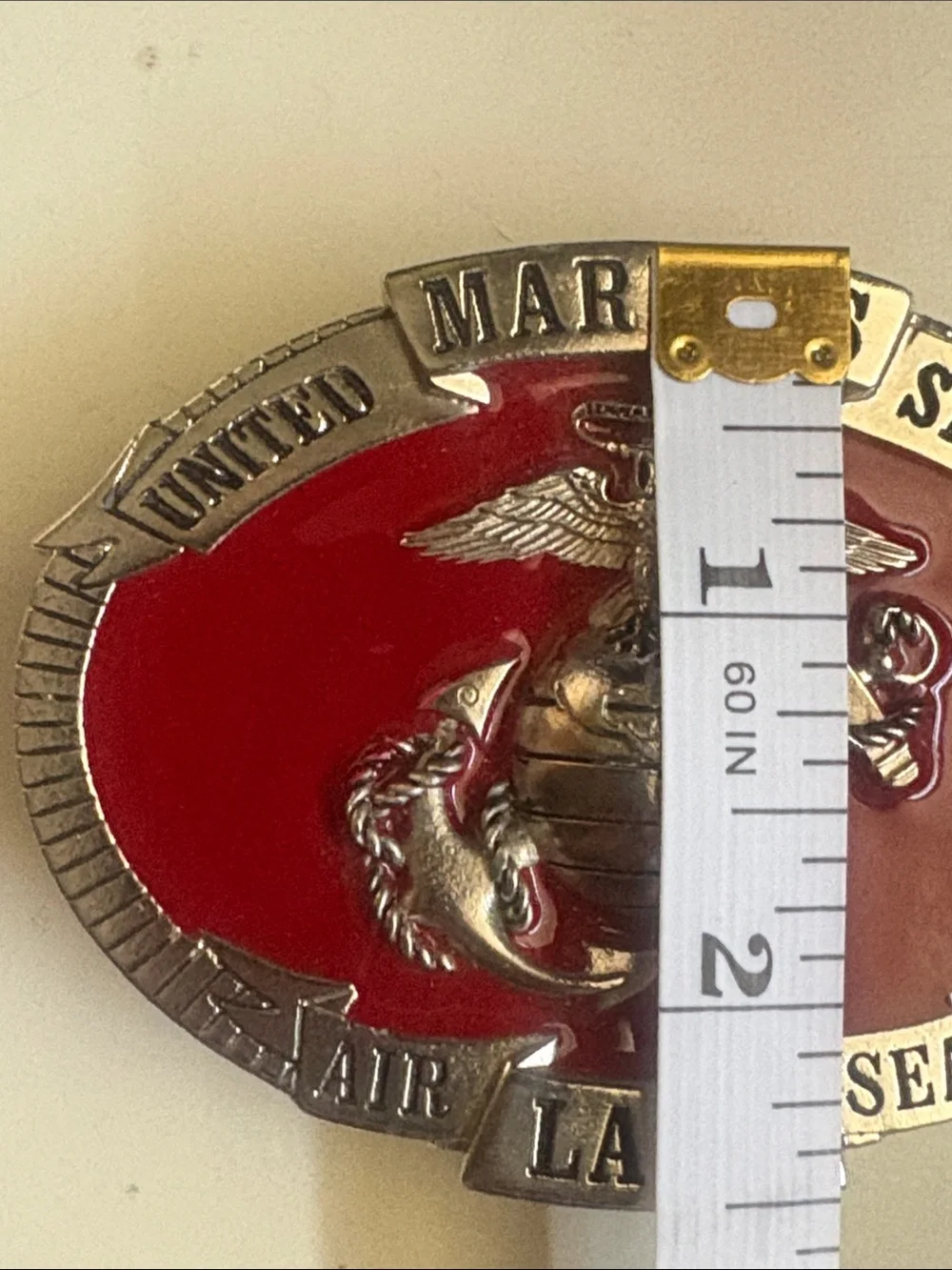 United States Marines Red Enamel Belt Buckle